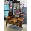 Image 1 : ANTIQUE BURLED FRONT VANITY DRESSER
