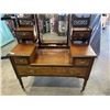 Image 2 : ANTIQUE BURLED FRONT VANITY DRESSER