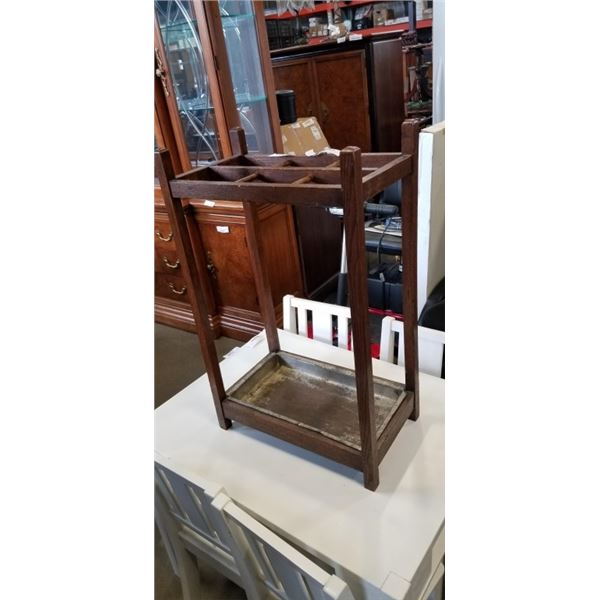 ANTIQUE OAK CANE / UMBRELLA RACK