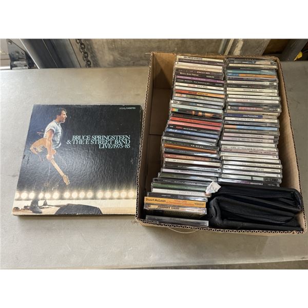 BOX OF CDS AND RECORDS