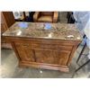 Image 1 : VINTAGE THOMASVILLE FRENCH POLISH PECAN SERVING CABINET WITH MARBLE TOP
