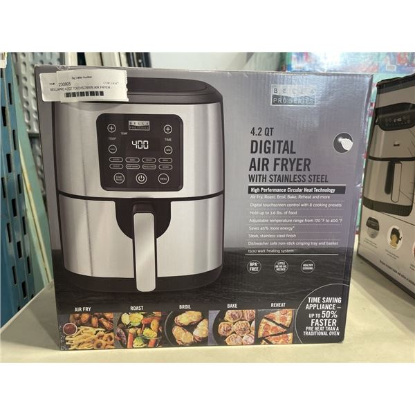 BELLAPRO 4.2QT TOUCHSCREEN AIR FRYER - TESTED WORKING
