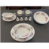 Image 1 : LAVENDER ROSE PLATTER, GRAVY BOAT, 2 OVAL REGULAR DISHES, 2 ROUND REGULAR DISHES, 4 SALT AND PEPPERS