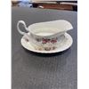 Image 2 : LAVENDER ROSE - ONE COVERED REGULAR DISH, 1 GRAVY BOAT AND SAUCER, SALT AND PEPPERS, 8 FRUIT NAPPIES