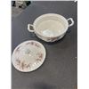 Image 7 : LAVENDER ROSE - ONE COVERED REGULAR DISH, 1 GRAVY BOAT AND SAUCER, SALT AND PEPPERS, 8 FRUIT NAPPIES