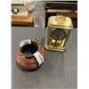Image 1 : BRASS GERMAN CAROUSEL CLOCK AND HAMMERED COPPER POT