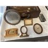 Image 2 : VINTAGE WOODEN BOX WITH SMALL PICTURE FRAMES