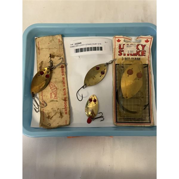 GIBBS AND LUCKY STRIKE RUBY EYE WIGGLERS - BRASS