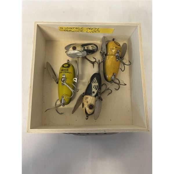 4 VINTAGE CRAZY CRAWLER LURES