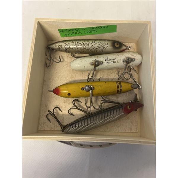 4 VINTAGE 4" HEDDON FISHING LURES