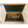 Image 1 : VINTAGE LINED BOX W/ FISH FLOAT COLLECTION