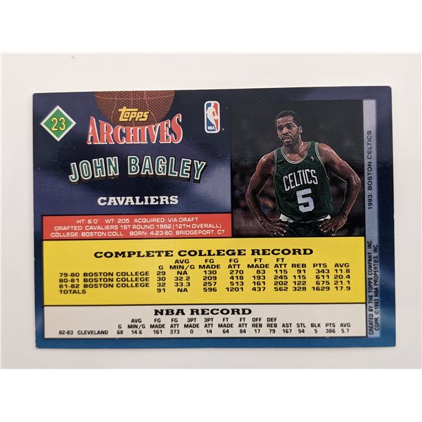 John Bagley signed Basketball Trading Card - Topps #23 1993