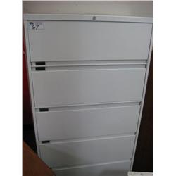 White Kimbal 5 Drawer Lateral File Cabinet