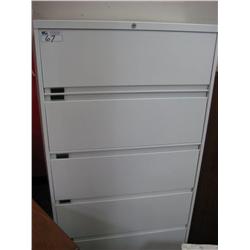 White Kimbal 5 Drawer Lateral File Cabinet