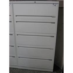 White Kimbal 5 Drawer Lateral File Cabinet