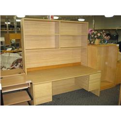 Oak Double Pedestal Executive  Desk With  Hutch