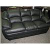 Image 1 : Black Leather  Overstuffed Sofa