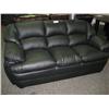 Image 1 : Black Leather  Overstuffed Sofa