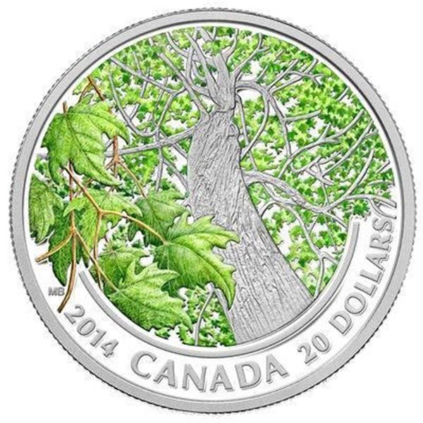 2014 $20 MAPLE CANOPY: SPRING SPLENDOUR - PURE SILVER COIN