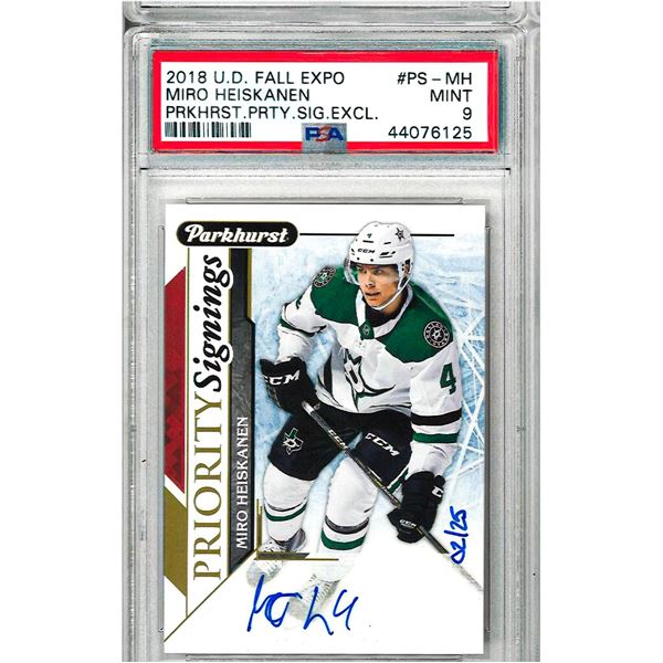 SRR - Miro Heiskanen 2018 Upper Deck Fall Expo Parkhrst #PS-MH Graded 9 MNT