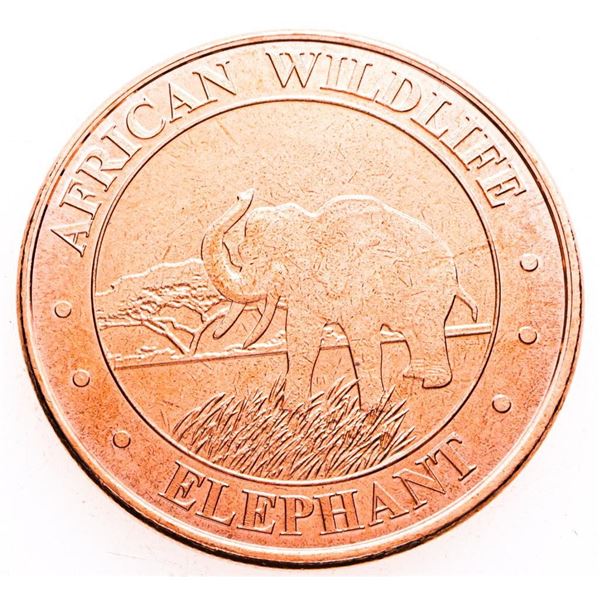 .999 Fine Pure Copper 1 oz. Round - American Wildlife - Elephant