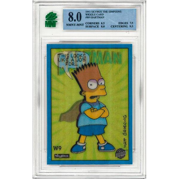 SSR - The Simpsons Bart Simpson 1993 Skybox W9 Bartman Wiggle Card Graded 8 MNT