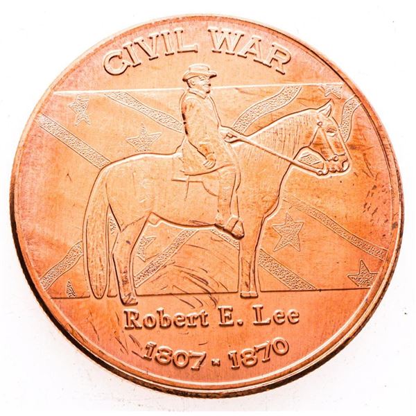 .999 Fine Pure Copper Round - Civil War 1861-1865 Robert E. Lee 1 oz.