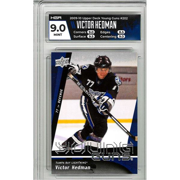 IE - 2009-10 Upper Deck Hockey Young Guns #202 Victor Hedman RC Rookie Graded 9 HGA