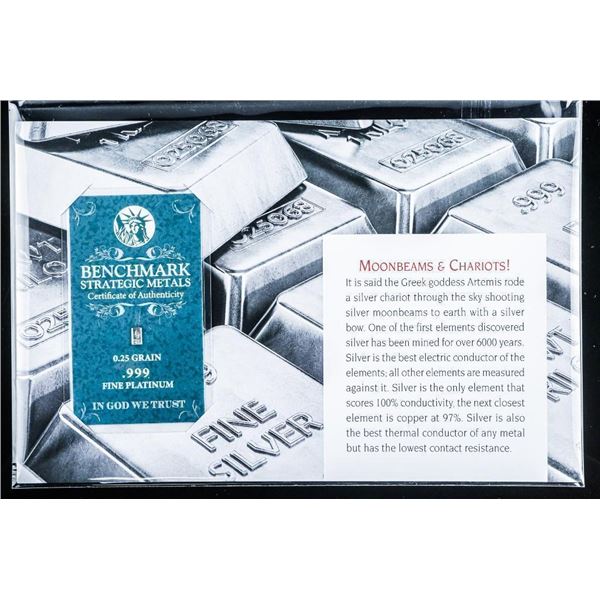 Moon Beams & Chariots .999 Fine Pure Platinum Fractional Collector Bullion Bar in Giclee Display Art