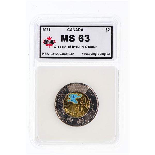 Canada 2021 $2 Discovery of Insulin - Colour  - MS63 KSA