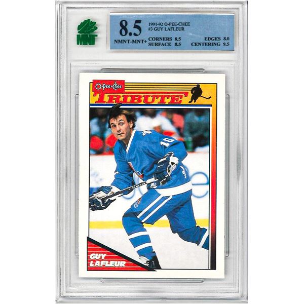 ME - 1991-92 O-Pee-Chee Guy Lafleur Quebec Nordiques #3 Graded 8.5 MNT