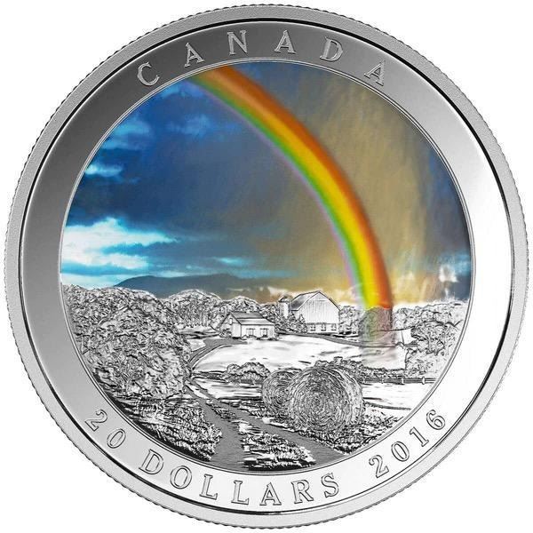 2016 $20 Fine Silver Coin - Weather Phenomenon: Radiant Rainbow, Stock Photo Used For Listing, Coin