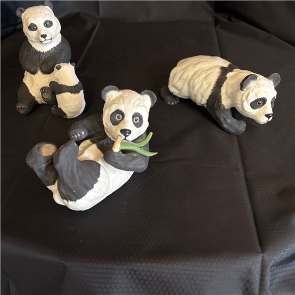 LOT OF 3 PANDA BEAR FIGURINES