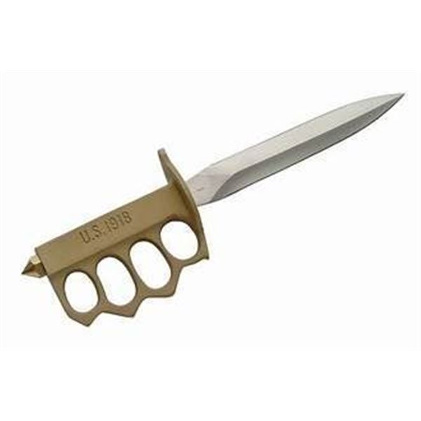 12" 1918 WWI TRENCH BRASS FINISH KNIFE