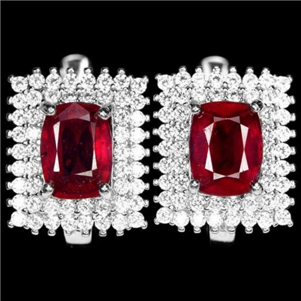 Natural Cushion Pigeon Blood Red Ruby Earrings