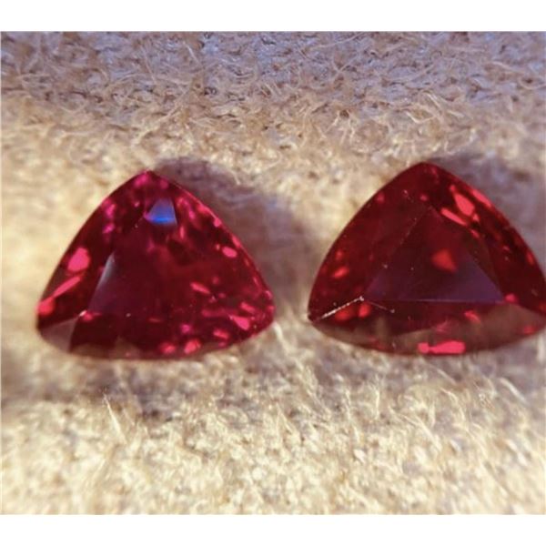 Natural Loupe Clean Vivid Red Untreated Ruby Pair - Certified