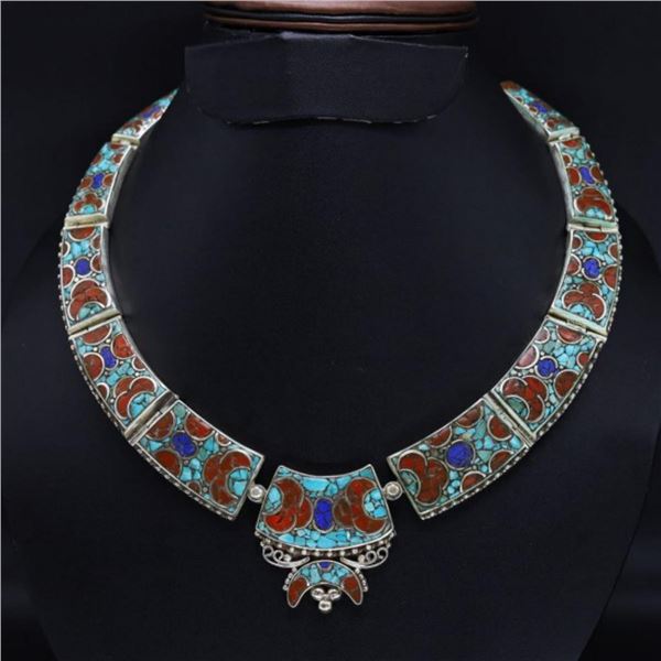 Tibet Natural Stone Tribal Queen Royal Necklace