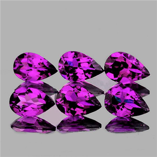Natural  Pear Rhodolite Garnet 6 Pcs [Flawless-VVS]