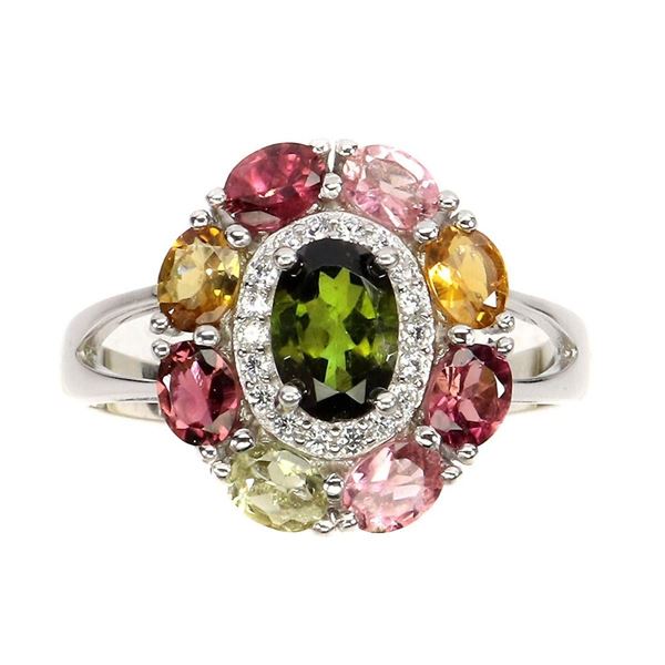 Natural Multi Color Tourmaline Ring