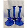 Image 8 : Nice Lot Of Cobalt Blue & White Glass/Porcelain Candle Holders, Vase, Décor, etc