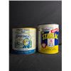 Image 1 : 2 Vintage Canada First Grade Powdered Skim Milk Tins -  Bordens w/Lid Approx. 7.75"H & Sweetmilk. Ap
