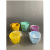 Image 2 : Gardener's Lot - 2 Plastic Half Barrels Approx. 10.5"H x 14.5" Diam. & Assorted Plastic Planters