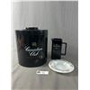 Image 1 : Vintage Hard Plastic Canadian Club Whisky Ice Bucket. Approx.8"H x 7.5" Diam. Plus 5.5"H Ceramic Jug