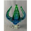 Image 2 : Beautiful Lorraine Green/Blue Art Glass Peacock. Approx. 13"H