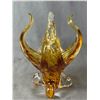 Image 2 : Beautiful Lorraine Amber/Clear Art Glass Peacock. Approx. 9.5""H