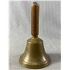 Image 1 : Vintage Brass Metal Bell w/ Wood Handle. Approx. 7"H