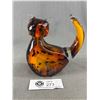 Image 2 : Amber Colour Solid Art Glass Cat. Approx. 5"H