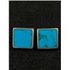 Image 2 : Pair Of Sterling Silver w/ Turquoise Earrings, Marked TC 35 Mexico