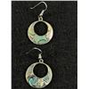 Image 2 : Mexican Silver w/ Abelone Shell Inlay Pair Of Earrings & Pendants w/ 925 Sterling Silver Chain Neckl