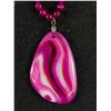 Image 2 : Triple Strand Red Stone Or Glass Beads Necklace w/ Pendant